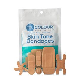 Adhesive Strip Tru-Colour® Beige Assorted Sizes Fabric Rectangle / Spot / Patch / Fingertip / Knuckle Beige Sterile
