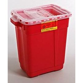 Sharps Container BD™ 26-1/4 H X 20 0W X 14-3/4 D Inch 19 Gallon Red Base / Clear Lid Vertical Entry