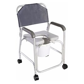 Cardinal Health Aluminum Commode Shower Chair with Back, Locking Casters, 10 Qt