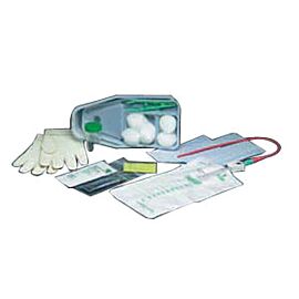 Bi-Level Tray with Coude Red Rubber Catheter 16 Fr Due to Covid-19 related supply shortages, product may not contain gloves