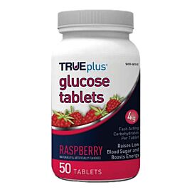 TRUEplus Glucose Tablets 50 count, Raspberry