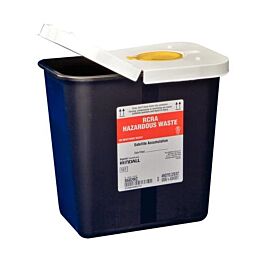 SharpSafety RCRA Hazardous Waste Container Hinged Lid with Snap Cap, Black 2 Gallon