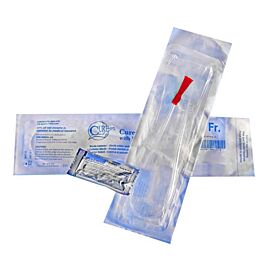 Cure Pocket Coude Catheter, 16 Fr, 16" Sterile Intermittent Catheter with Funnel End and Lubricant Packet, Latex-Free, DEHP-Free