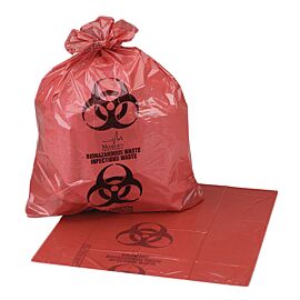 Biohazardous Waste Bag, Red/Black, 33 Gallon, 1.20mil, 33" x 39"