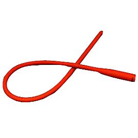 Red Rubber Straight Intermittent Catheter 20 Fr 16"
