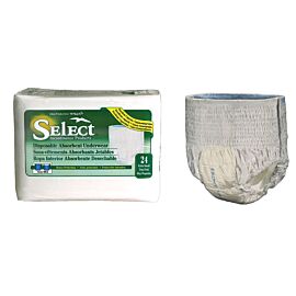 Select Disposable Absorbent Underwear, X-Small, Fits 65-85 lbs,  17" - 28"