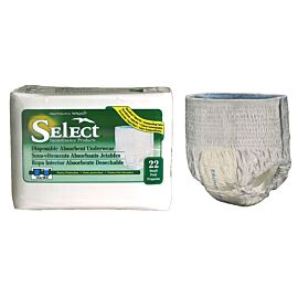 Select Disposable Absorbent Underwear, Small, Fits 80-125 lbs, 22" - 36"