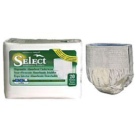 Select Disposable Absorbent Underwear, Medium, Fits 120-175 lbs, 34" - 48"