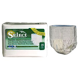 Select Disposable Absorbent Underwear, Large, Fits 170-210 lbs, 44" - 54"