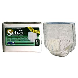 Select Disposable Absorbent Underwear, X-Large, Fits 210+ lbs, 48" - 66"