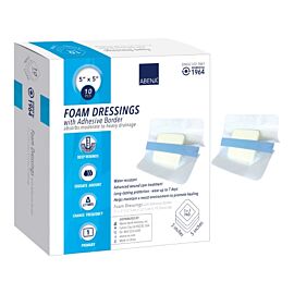 Abena Foam Wound Dressing with Film Backing and Adhesive Border, 5" x 5"