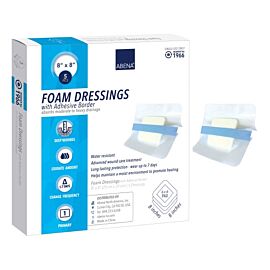 Abena Foam Wound Dressing with Film Backing and Adhesive Border, 8" x 8"
