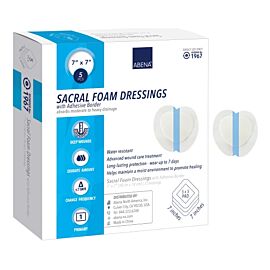 Abena Foam Wound Dressing with Film Backing and Adhesive Border, 7" x 7", Sacral
