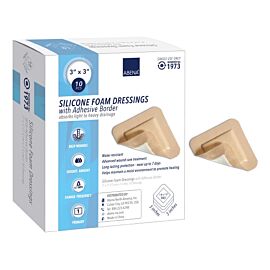Abena Silicone Foam Wound Dressing with Film Backing and Silicone Adhesive Border, 3" x 3"