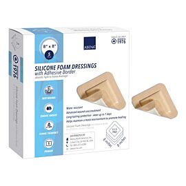 Abena Silicone Foam Wound Dressing with Film Backing and Silicone Adhesive Border, 8" x 8"