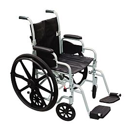drive Poly-Fly High Strength Lightweight Wheelchair / Flyweight Transport Chair, Black with Silver Finish