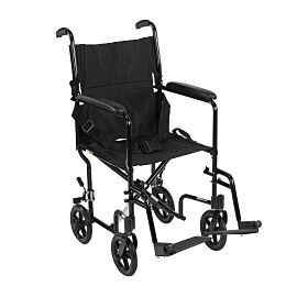 drive Lightweight Transport Chair, Black, 17-Inch Seat Width