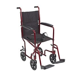 drive Lightweight Transport Chair, Red, 17-Inch Seat Width