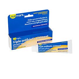 sunmark Triple Antibiotic Ointment Plus Pain Relief - Soothes Cuts and Prevents Infection