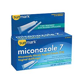 sunmark Miconazole Nitrate Vaginal Antifungal Cream 1.59 oz Tube, reusable applicator