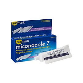 sunmark Miconazole Nitrate Vaginal Antifungal Cream 1.59 oz Tube, disposable applicator