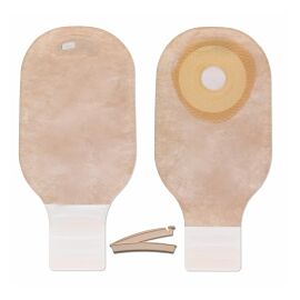 Premier One-Piece Drainable Beige Filtered Colostomy Pouch, 12 Inch Length, 1 Inch Stoma