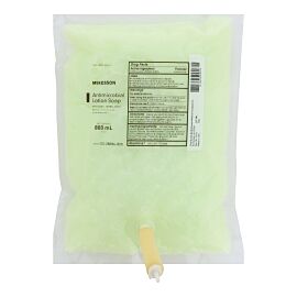 McKesson Antimicrobial Lotion Soap, Herbal Scent, 800 mL, Dispenser Refill Bag, Green, 0.95% Strength