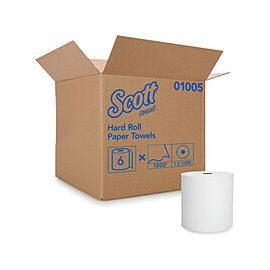 Scott Paper Towels, 1-Ply, Hardwound Roll - Continuous Sheet, White, 8 in x 1000 ft
