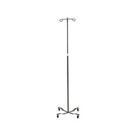 McKesson IV Pole Stand, 2 Hooks, 4 Wheels - Weighted Base, Steel