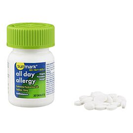 sunmark Allergy Relief 10 mg Cetirizine HCl Tablet, 30 per Bottle