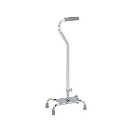 Carex Offset Quad Cane with Large Base, Silver