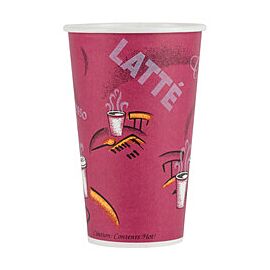 Solo Cups for Hot Drinks, Wax-Coated Paper, Disposable - Bistro Print, 16 oz