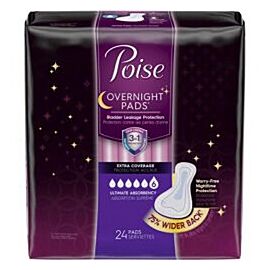 Poise Overnight Bladder Control Pads for Women, Heavy Absorbency - One Size Fits Most, Disposable, 16.2 in L