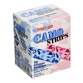 American White Cross Stat Strip Kid Design (Blue / Pink Camo) Adhesive Strip, 3/4 x 3 Inch