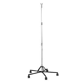 McKesson Disposable IV Pole Stand, 2 Hooks, 5 Wheels - Aluminum, Plastic Base, up to 74 in Height