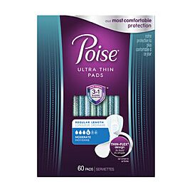 Poise Ultra Thin Incontinence Pads for Women, Moderate Absorbency - One Size Fits Most, Disposable