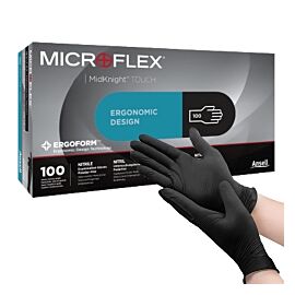 Microflex MidKnight Touch 93-733 Nitrile Exam Glove, Small, Black