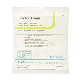 ComfortFoam Silicone Adhesive without Border Silicone Foam Dressing, 4 x 5 Inch