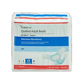 Wings Super Quilted Incontinence Briefs, Maximum Absorbency - Unisex Adult Diapers, Disposable, 2XL