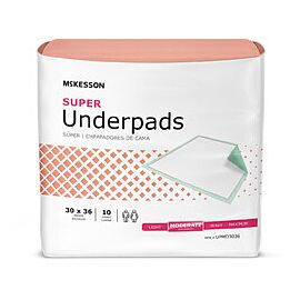 McKesson Super Disposable Green Backsheet Underpad, Moderate, 30 X 36 Inch