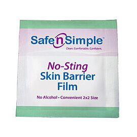 Safe N Simple No-Sting 60% / 20% Skin Barrier Wipe 2 X 2'' Sterile