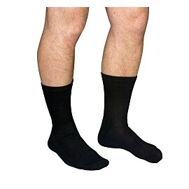 QCS Diabetic Compression Crew Socks, Large, Black