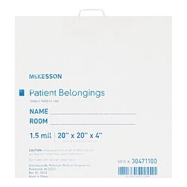 McKesson Patient Belongings Bag, Plastic, Snap Closure - White, 20 in x 4 in