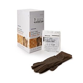 McKesson Perry Latex Standard Cuff Length Surgical Glove, Size 7½, Brown