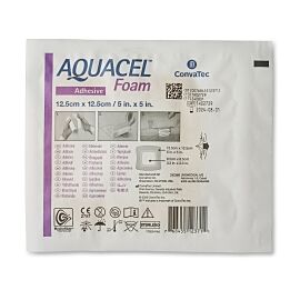 Aquacel Silicone Adhesive with Border Silicone Foam Dressing, 5 x 5 Inch