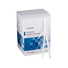 McKesson Plastic Straws, Flexible - White, 7 3/4 in