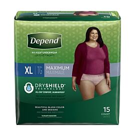 Depend FIT-FLEX Absorbent Underwear, X-Large, Tan, 45" to 54" Waist