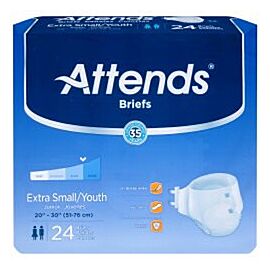 Attends Incontinence Briefs, Heavy to Severe Absorbency - XS/Youth Diapers, Disposable