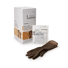 McKesson Perry Latex Standard Cuff Length Surgical Glove, Size 6, Brown