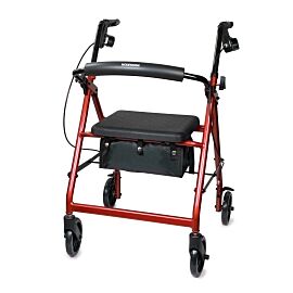 McKesson Folding Aluminum 4-Wheel Rollator, Red